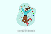 Joyful Celebration Illustration, a Person Illustration by Partikusi Design (Thumbnail 1 of 3)