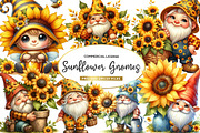 Watercolor Sunflower Gnomes Clipart, an Illustration by CreationArt (Thumbnail 1 of 5)