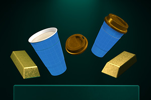 Golden Coffee Cup Mockup