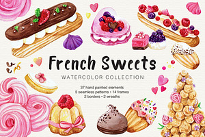 French Sweets Watercolor Collection