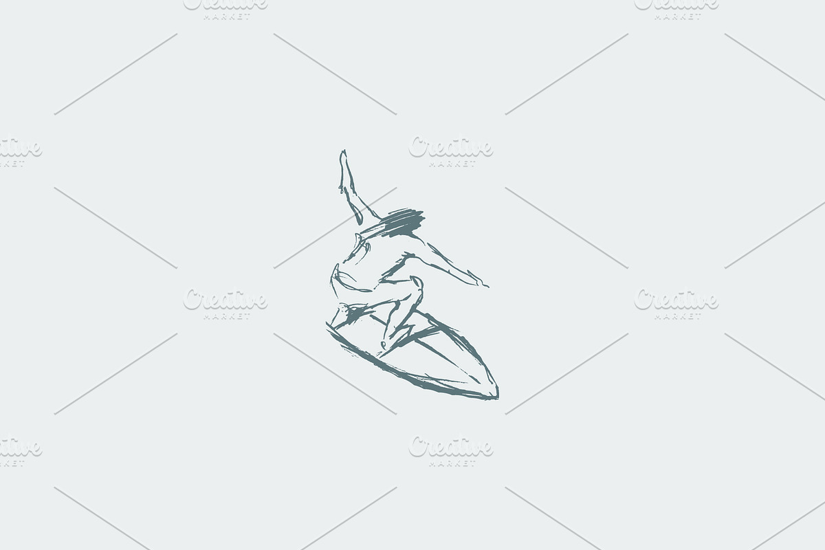 Set of sketches of surfers, a Person Illustration by TheMountBirdStudio (Photo 7 of 7)
