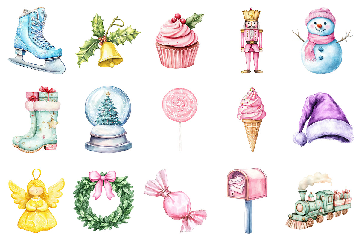 Cute Pastel Christmas Clipart, an Illustration by Daily.Designs (Photo 3 of 3)