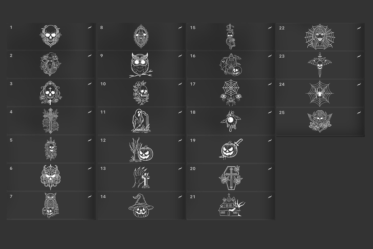 Dark Horror Tattoo stamps procreate, a Brush Add-On by aivos (Photo 7 of 7)