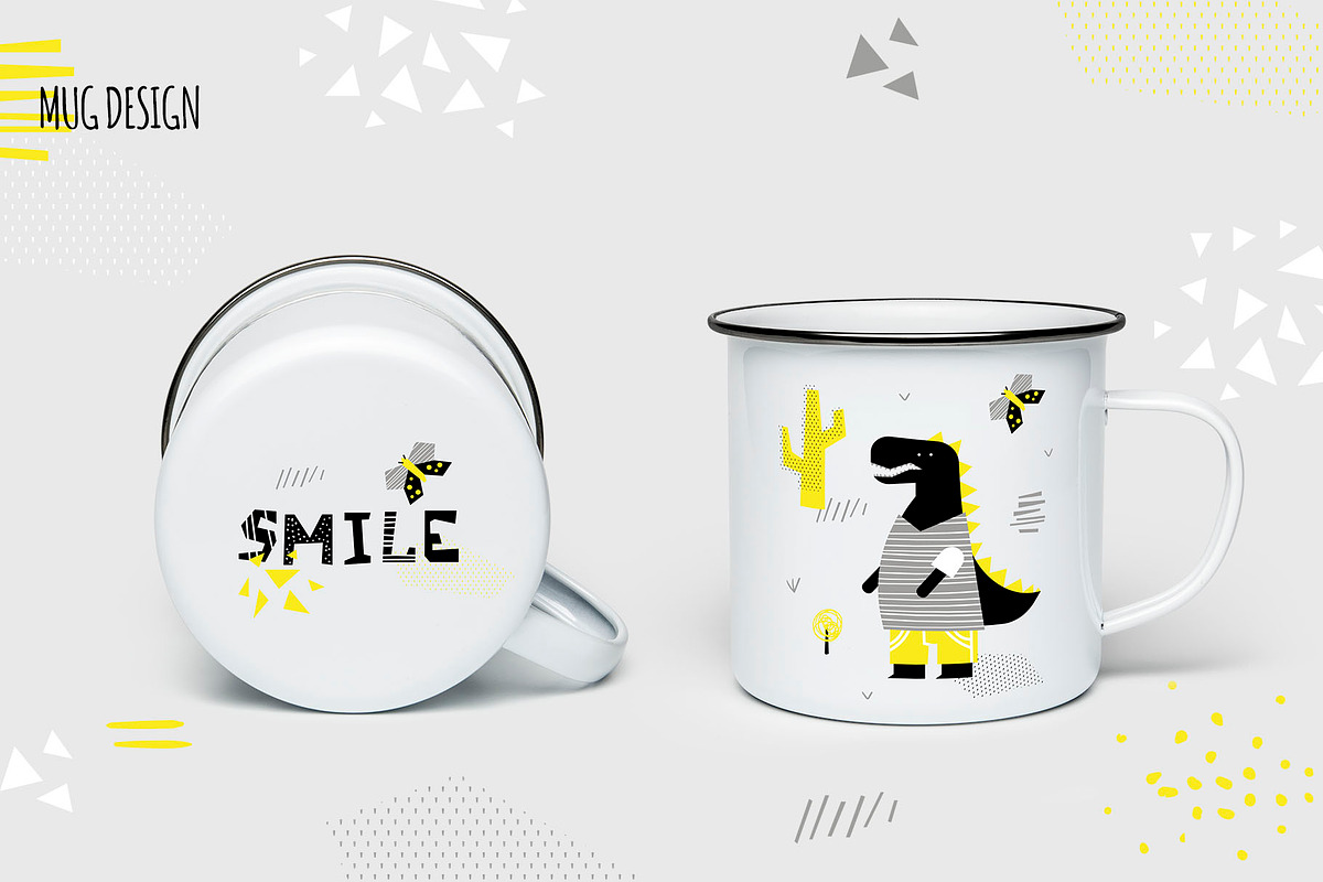 Dinos. Yellow design set., an Animal Illustration by kuchuk_design (Photo 5 of 9)