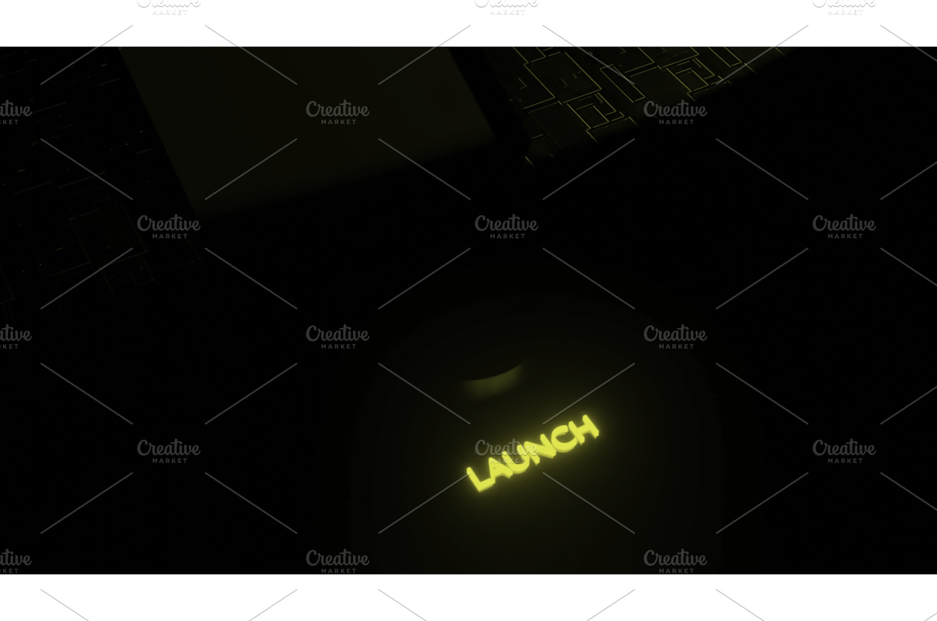 Glowing 3d launch button. Design, a Technology Photo by Media Whale Stock