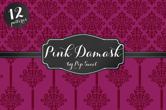 Pink Damask 12 Pattern Set preview 5
