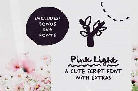 Pink Light cute script font with SVG