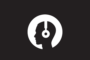 human headset audio music logo, a Branding & Logo Template by devastd