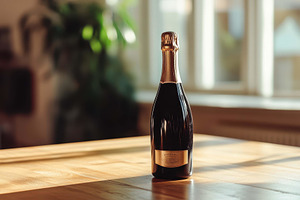 Celebratory bottle of champagne on a, a Photo by Tanuart