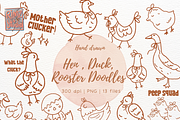 Hen, Duck & Rooster Line Art Doodles, an Object Illustration by RimzStudio (Thumbnail 1 of 3)
