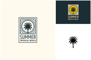 Palm Coconut Tree Sun Rays Logo, a Branding & Logo Template by Enola99d