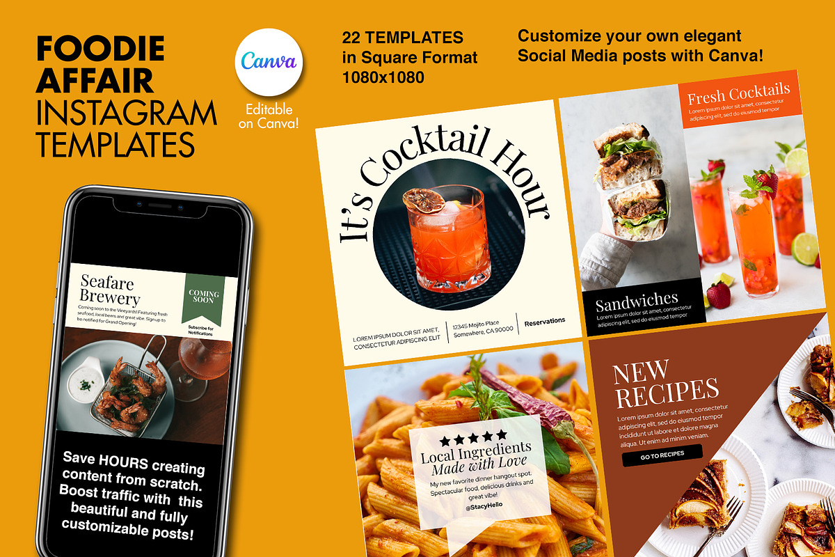 Foodie Affair Instagram Templates, a Social Media Template by Spark Design (Photo 1 of 3)