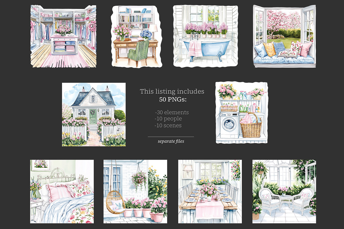 Spring Clipart | Cleaning Clip Art, a Seasonal Illustration by GlamArtZhanna (Photo 8 of 8)
