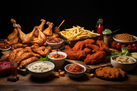 Variety of fast food including chick, a Photo by Iftikhar Alam