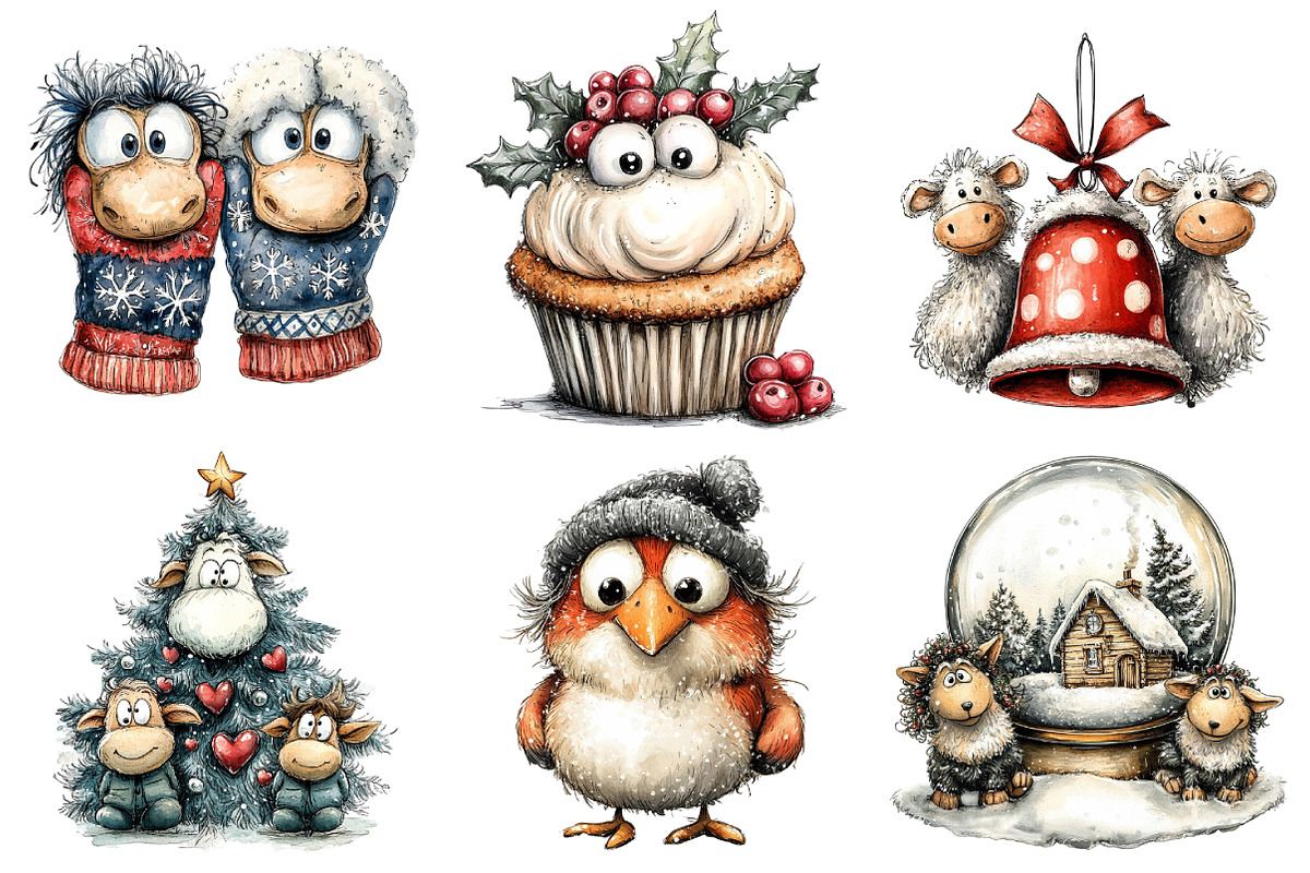 Christmas Whimsical Clipart, an Illustration by Daily.Designs (Photo 4 of 5)