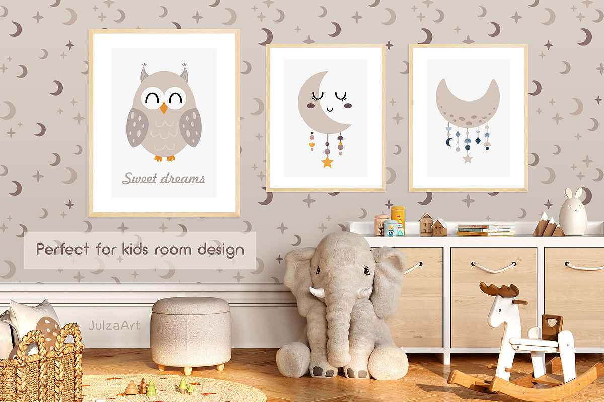 Sweet dreams clipart & patterns, an Animal Illustration by JulzaArt (Photo 8 of 9)