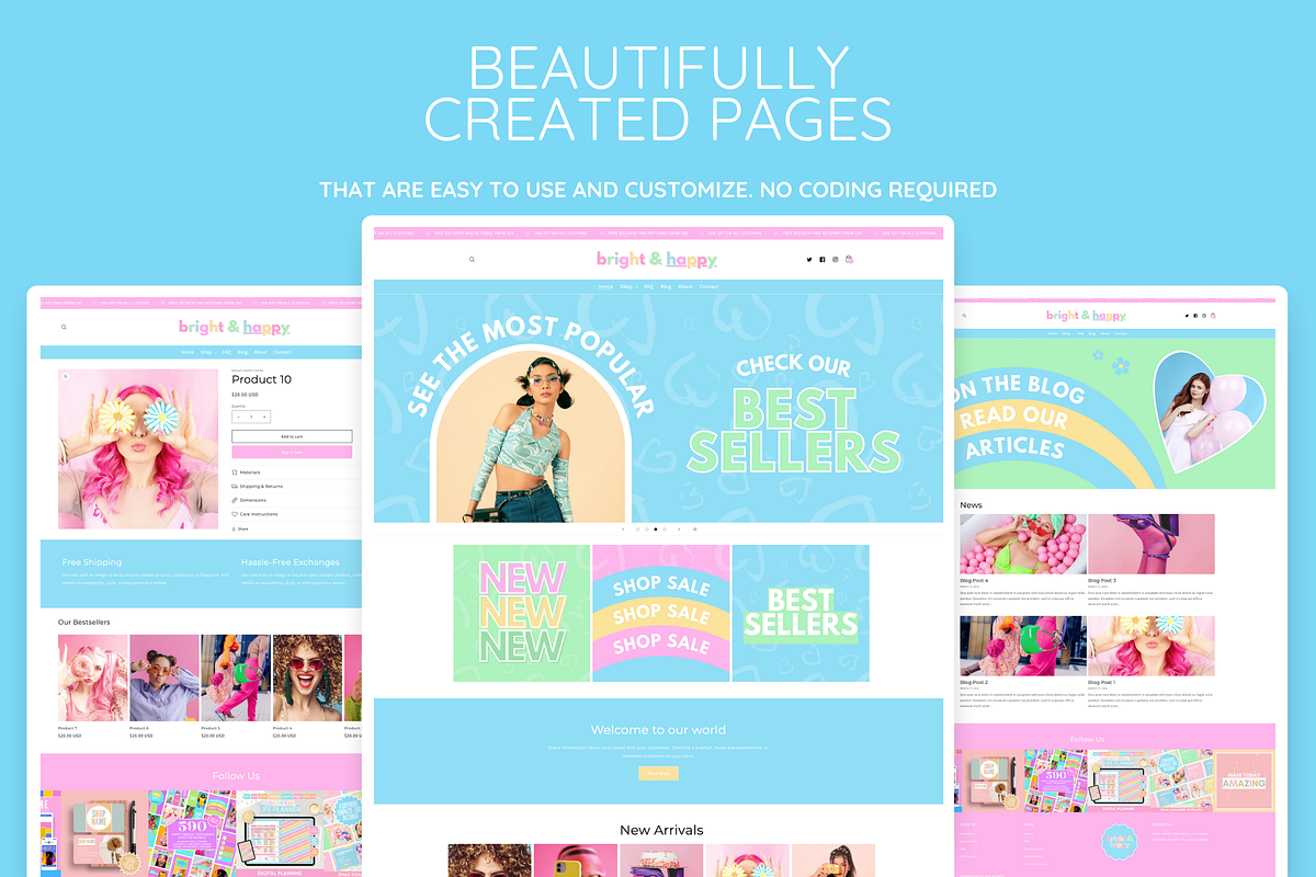 Bright & Happy Shopify Theme, a Shopify Template by SunshineStudioBoutique (Photo 5 of 10)