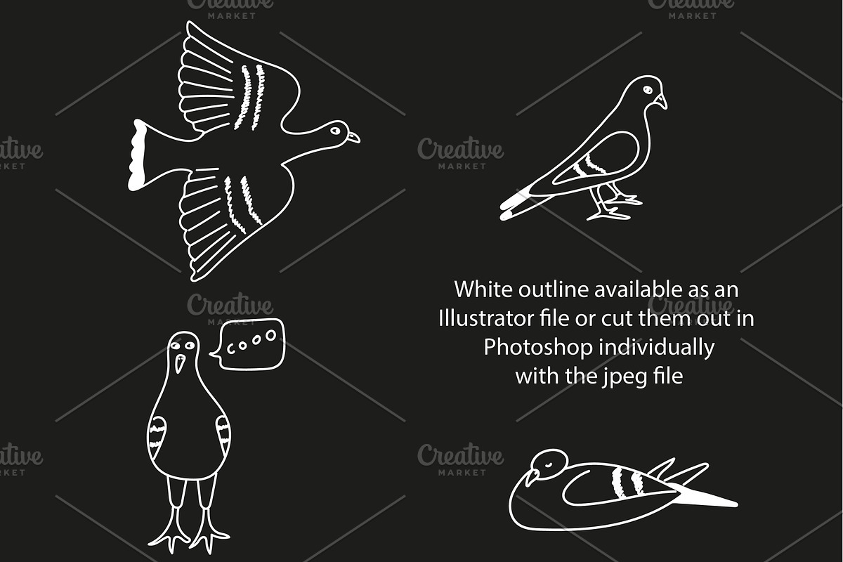 Cute doodle pigeons!, an Illustration by Liz Pengilley Studio (Photo 3 of 4)