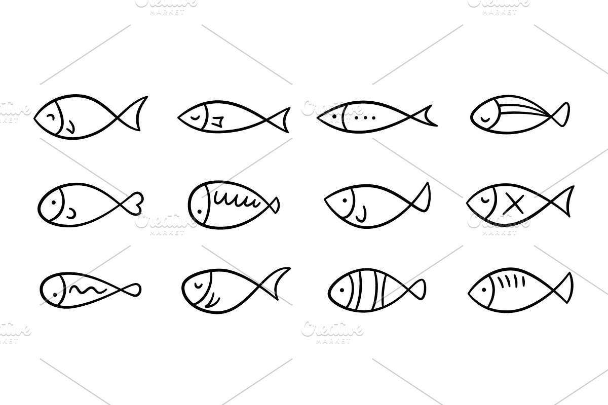 Doodle Hand Drawn Fish Collection, an Animal Illustration by Elena Pimukova (Photo 1 of 13)