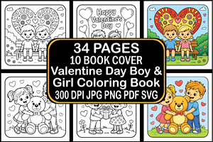 Valentine Day Boy & Girl Book, a Seasonal Illustration by Ink Gallery
