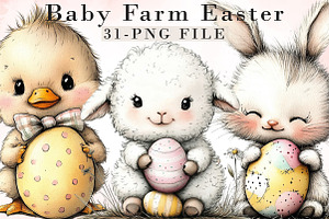 Whimsical Baby Farm Easter Clipart, an Illustration by Libby Wishes