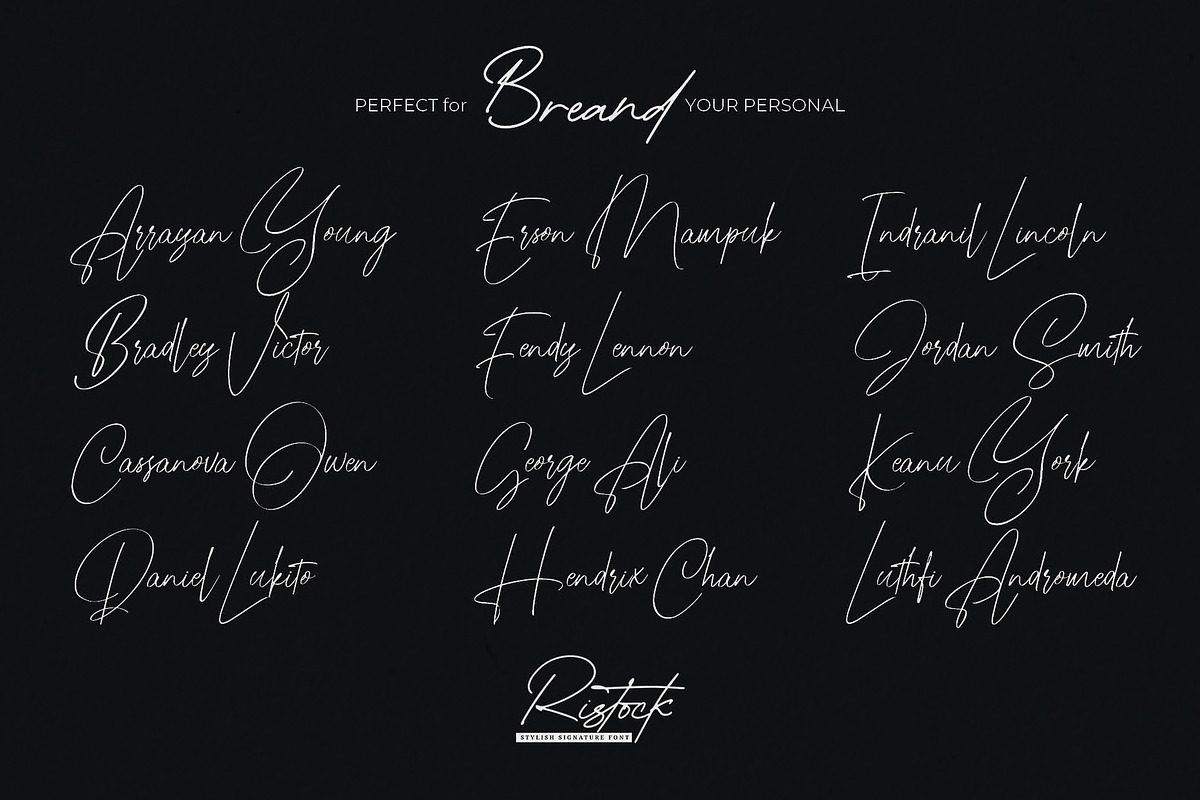 Ristock – Stylish Signature Font, a Handwritten Font by Almarkhatype (Photo 2 of 10)