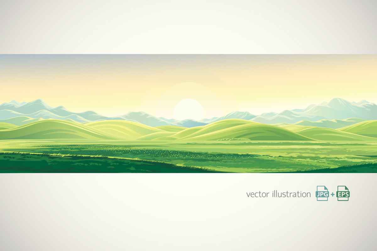 Summer landscape in panoramic format, a Seasonal Illustration by Countryside life (Photo 2 of 9)