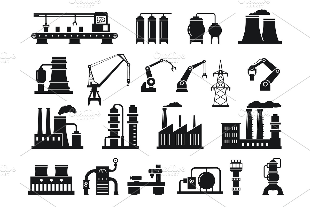 Industrial factory silhouettes, an Illustration by winwin.art