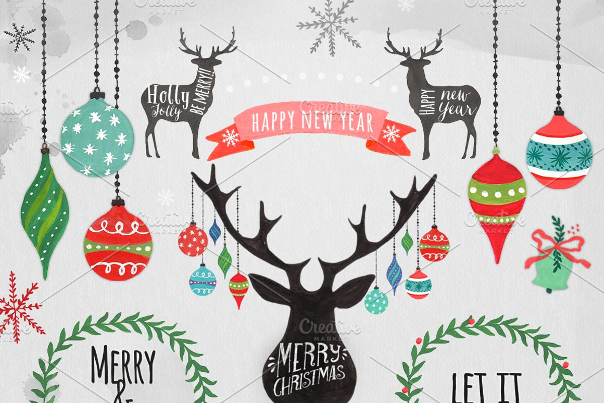 Christmas Clipart, Christmas ornamen, an Illustration by DigitalCloud (Photo 2 of 2)