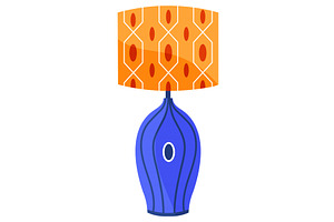 Blue and orange retro lampshade with