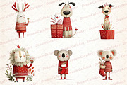Funny Christmas Animals Clipart, an Illustration by DreamCafeArt (Thumbnail 7 of 8)