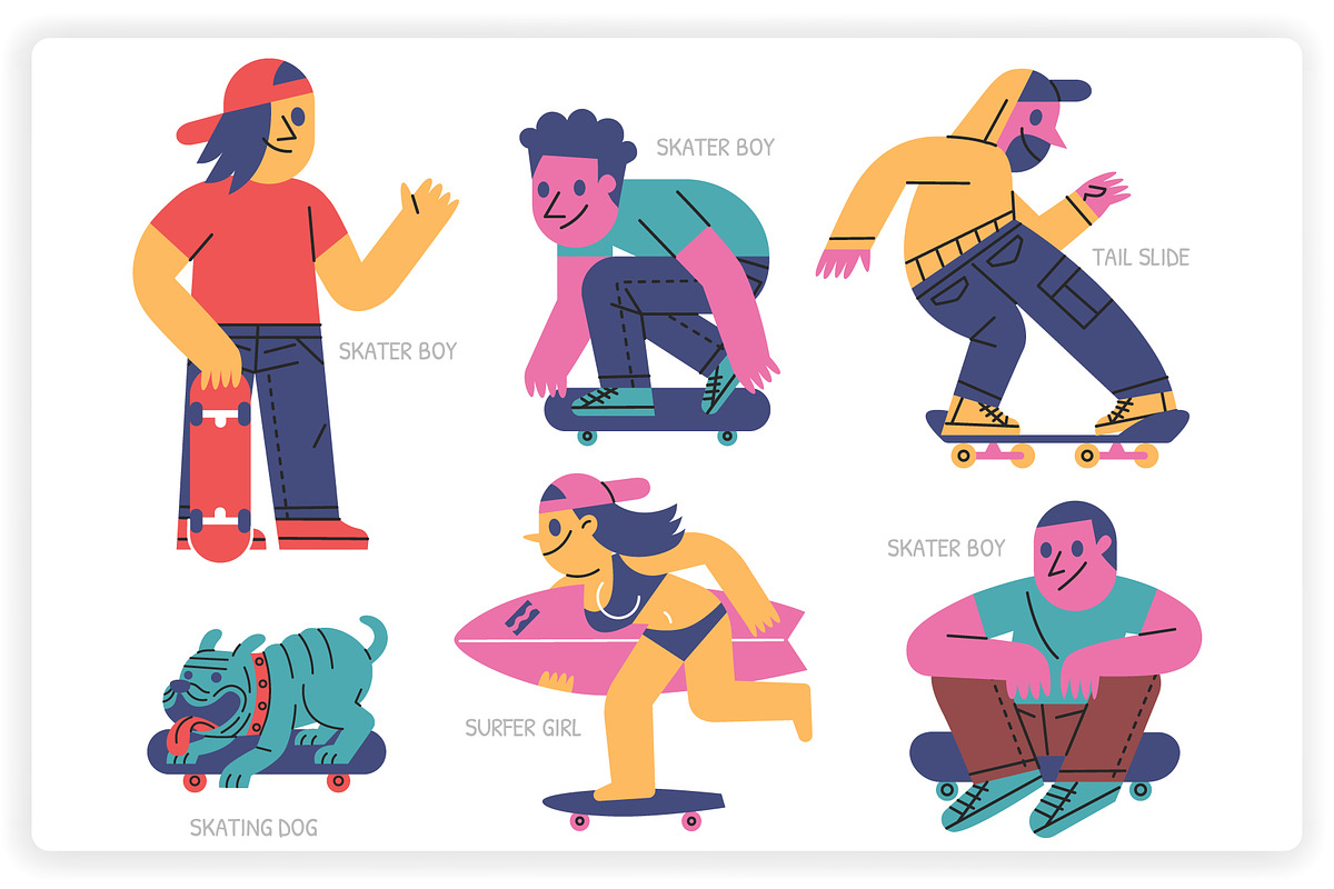 36 Skateboarding Elements x2 Styles, a Graphic by monkik (Photo 7 of 25)
