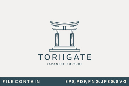 torii gate logo line art vector