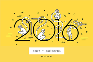 New Year set with monkeys.2016