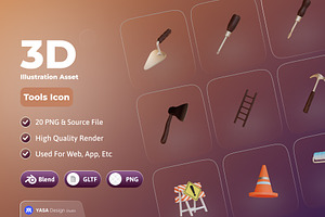 Home Tools Kit 3D Icon Pack, an Object 3D Model by Yasa Design Studio