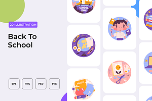 Back To School Illustration, an Outline Icon by Wencory