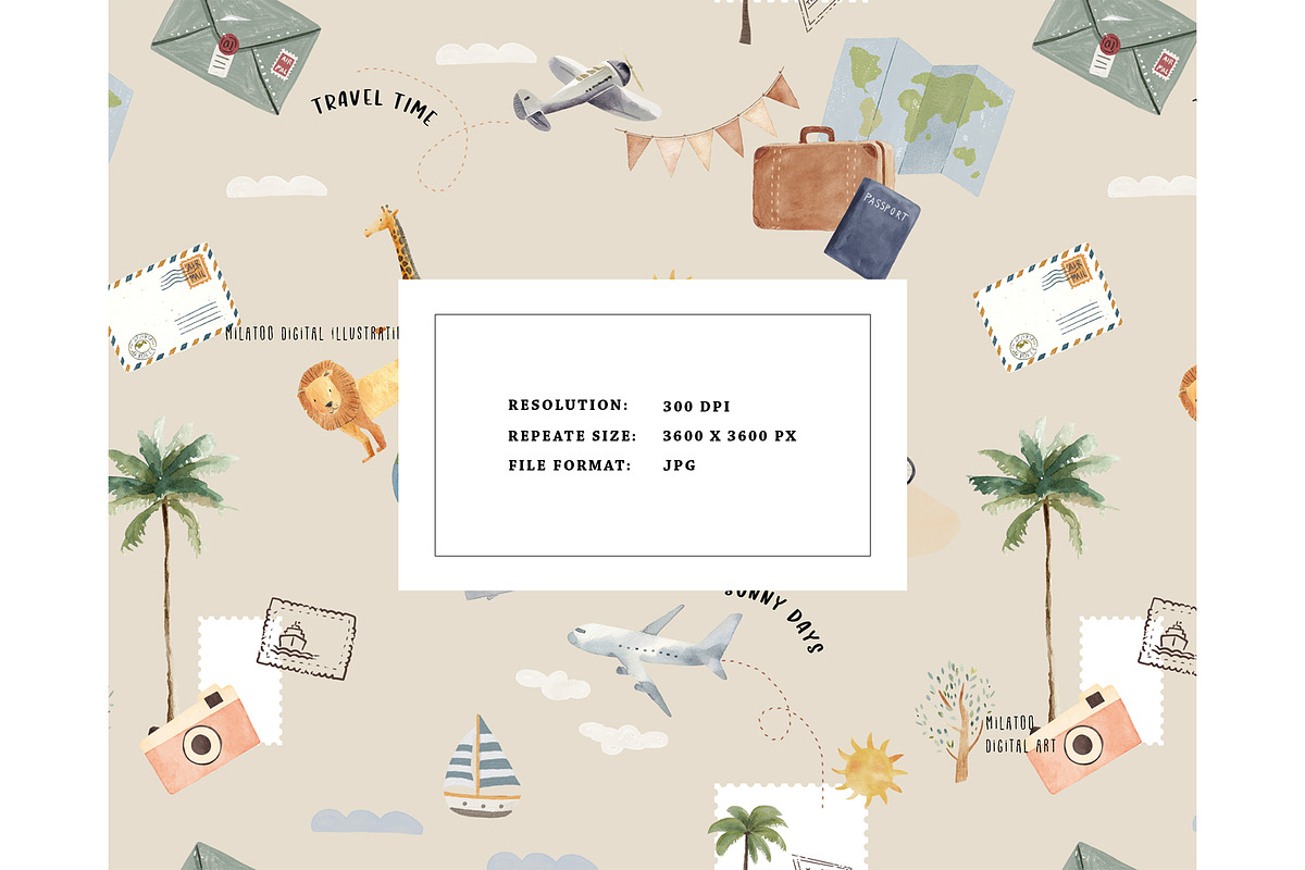 travel itinerary Vacation pattern, a Pattern Graphic by Milatoo (Photo 2 of 4)