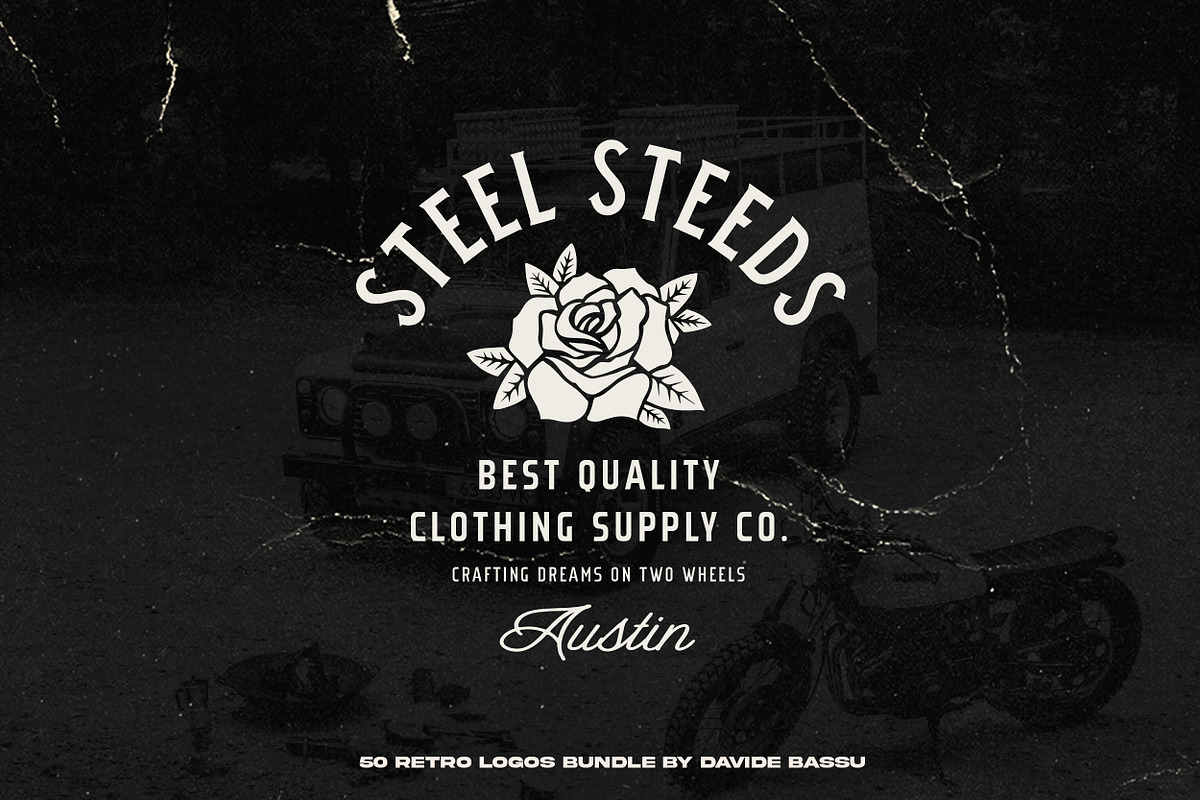 50 Retro logos Bundle, a Branding & Logo Template by Davide Bassu (Photo 10 of 12)