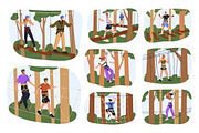 People climbing in rope park set, a Sport Illustration by Good Studio (Thumbnail 1 of 25)