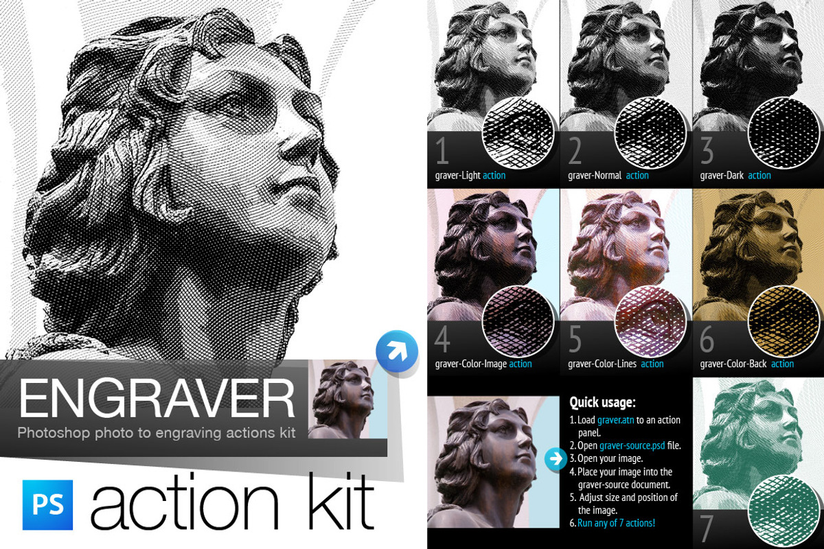 Engrave Photoshop Actions Kit preview 6