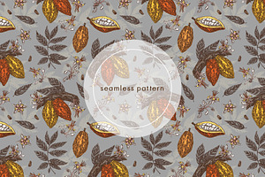 Cocoa Farm. Seamless Patterns.