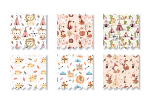 Cute Tribal Seamless Patterns Set