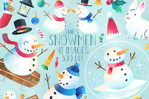 Watercolor Snowman Clipart