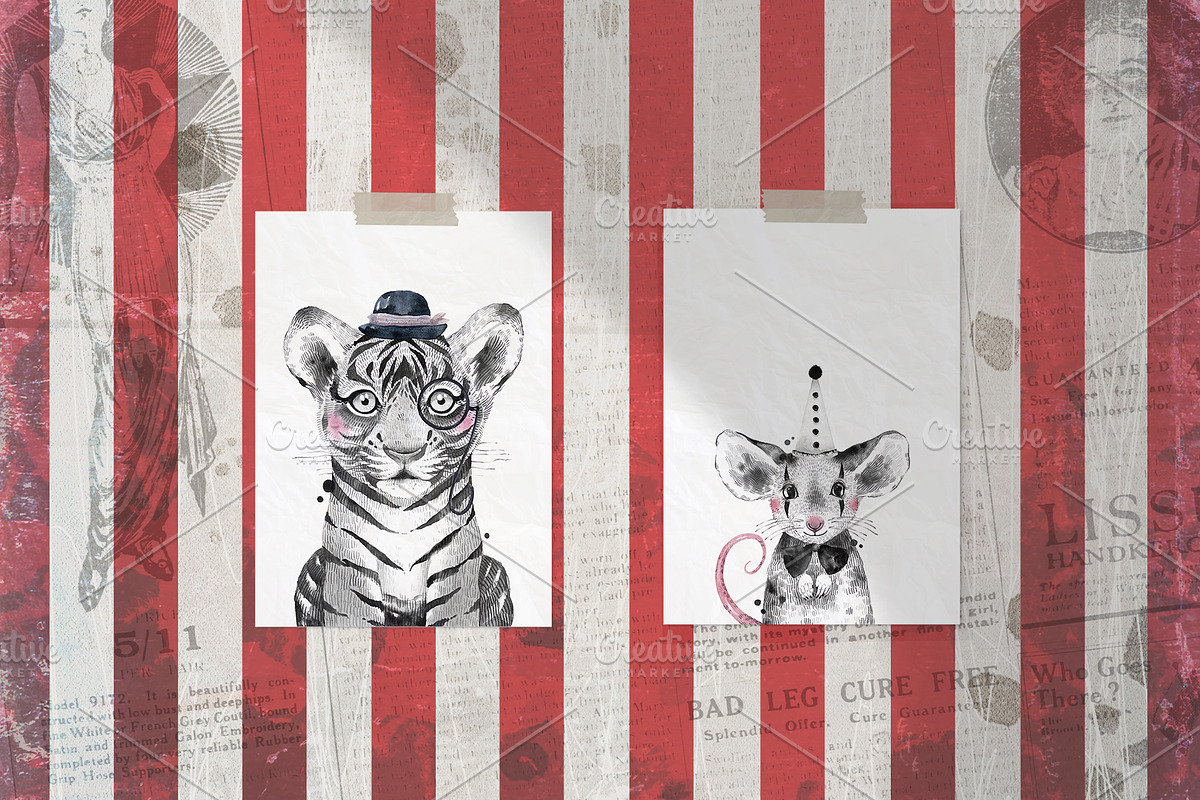 CIRCUS BABIES watercolor set, an Animal Illustration by Natali Smolova (Photo 2 of 8)