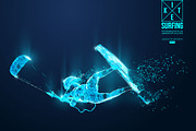 Silhouettes of a kitesurfer, a Sport Illustration by Matrosovv (Thumbnail 1 of 2)