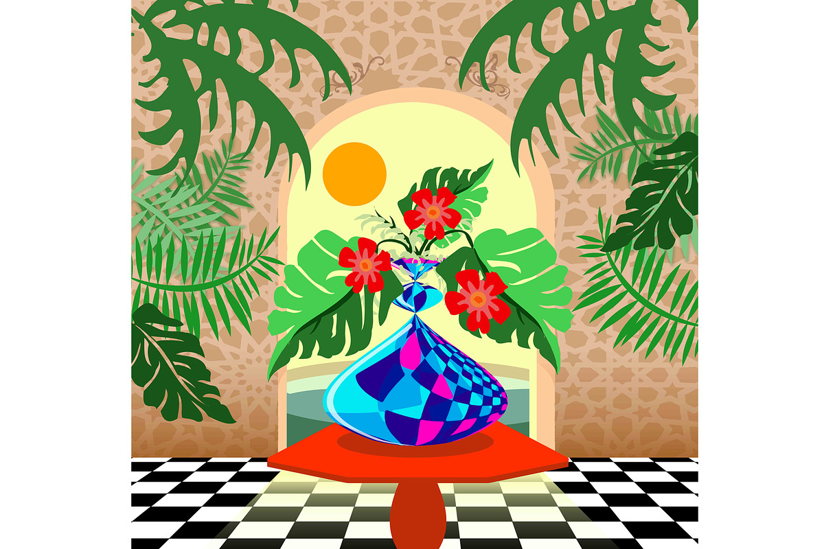 Tropical Avant Garde Sun Light Doorw, a Decorative Illustration by Sharon Schwalbe (Photo 2 of 2)