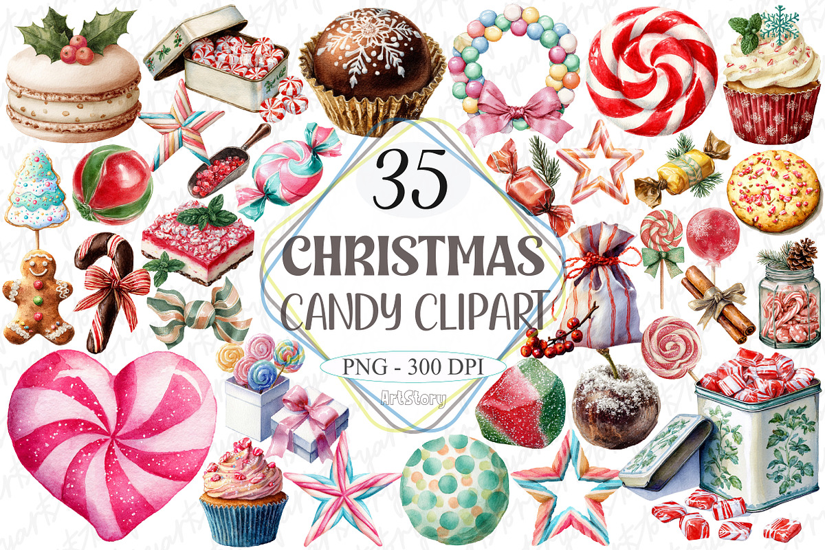 Christmas Candy Sublimation Clipart, a Graphic by designcity5 (Photo 1 of 5)