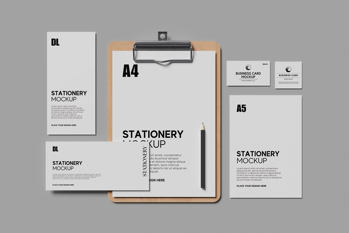 Stationery Mockup Top View, an Advertising Mockup by GraphicWindow (Photo 3 of 6)