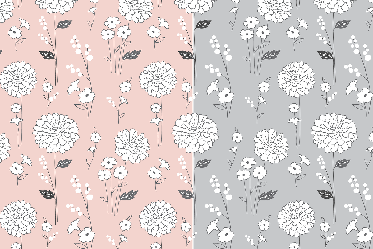 Seamless Pink & Grey Patterns preview 2