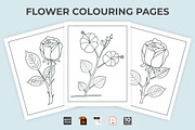 Flower coloring page vector for kids, a Stationery Template by Iftikhar Alam (Thumbnail 1 of 6)